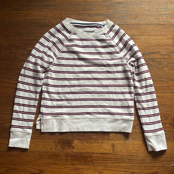 Vineyard Vines Tops - Vineyard Vines White, Navy and Pink Striped Pullover Sweatshirt